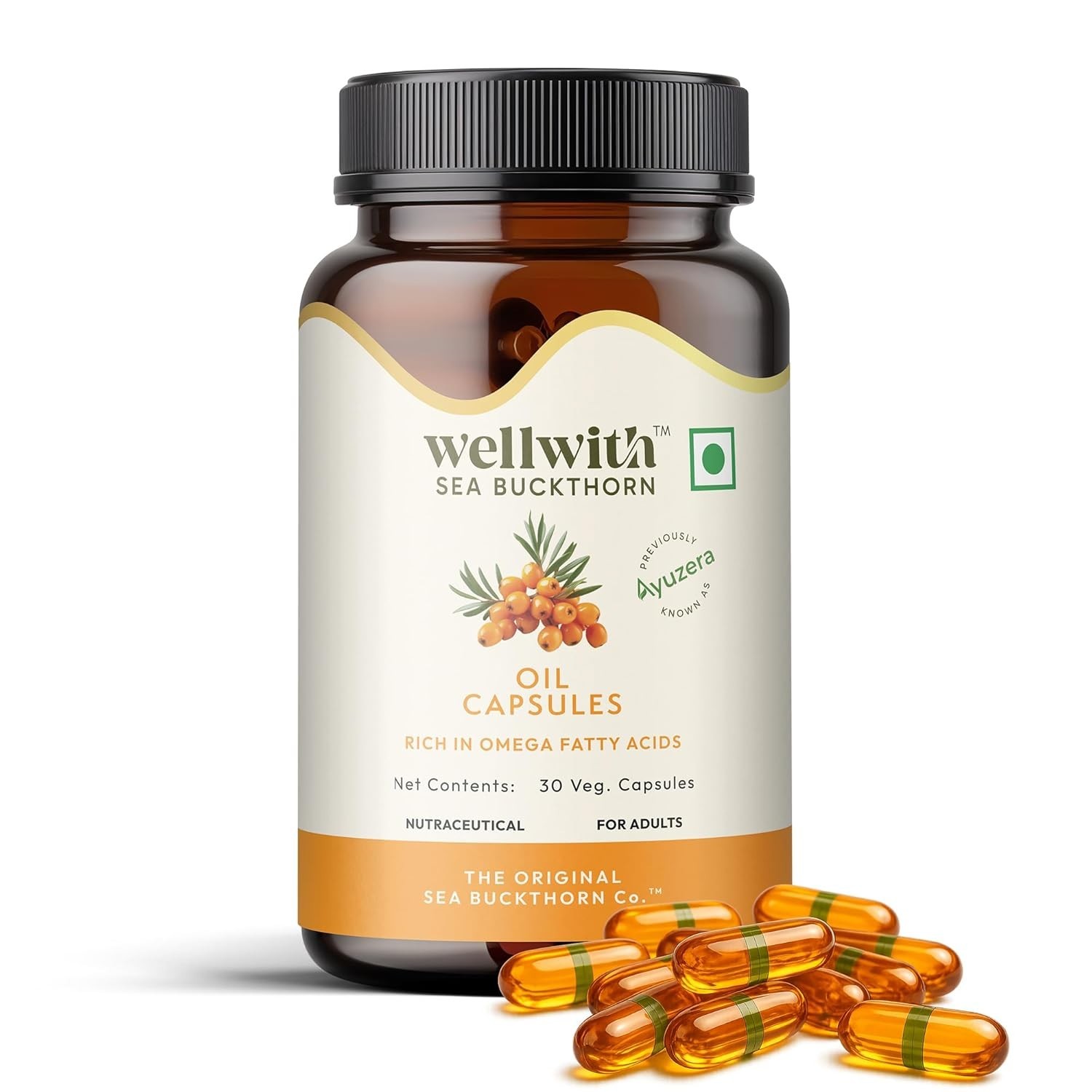 Wellwith Sea Buckthorn Berry Oil 30 Capsule Himalayan Sea buckthorn Capsules