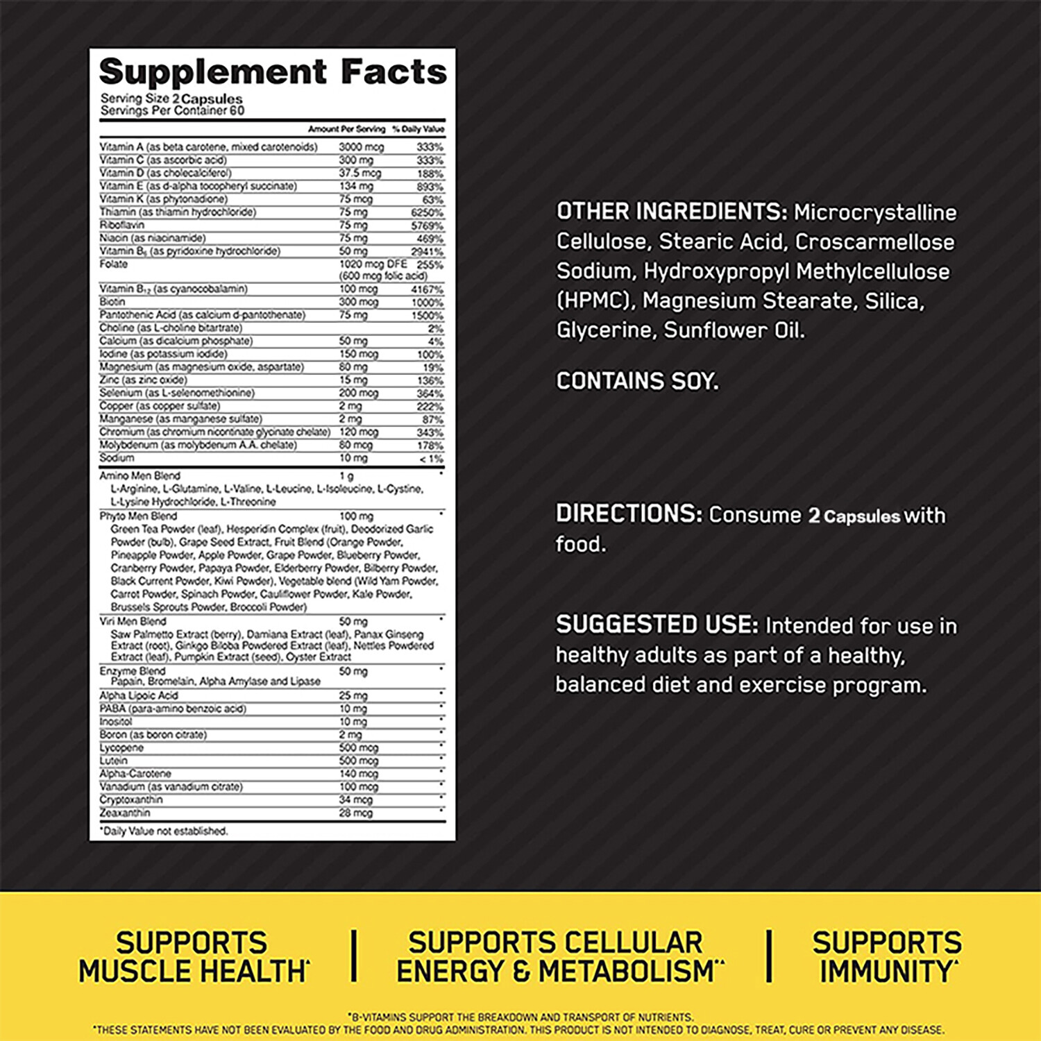 Opti-Men Capsules – Daily Multivitamin Supplement, Promote Metabolism, Immune