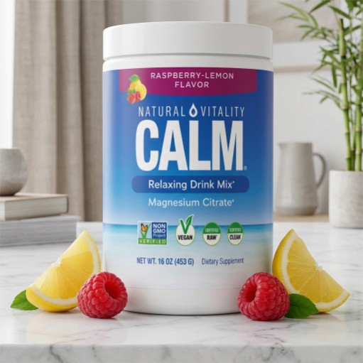 Natural Vitality CALM Magnesium Powder, Raspberry Lemon, Sleep Support, 16 oz