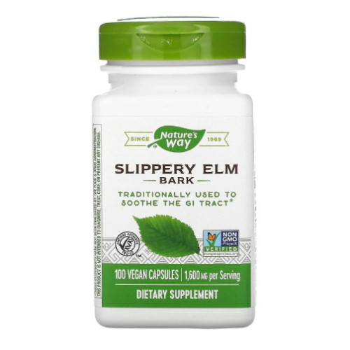Natures Way Slippery Elm Bark – 100 Vegan Capsules – PACKAGING MAY VARY – 5/2029