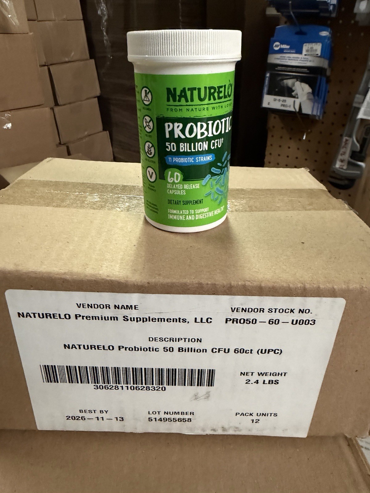 NATURELO Probiotics for Digestive Health 50 Billion CFU, 11 Strains EXP 11/13/26