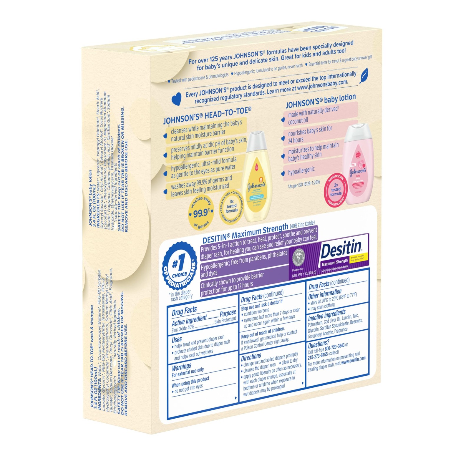Johnson’s Baby Care Essentials Gift Set, Body Lotion, & Zinc Oxide Diaper Ras…