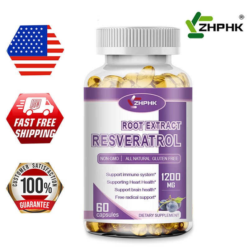 1200 MG Resveratrol Maximum Strength Natural AntiAging Antioxidant 60 Capsules