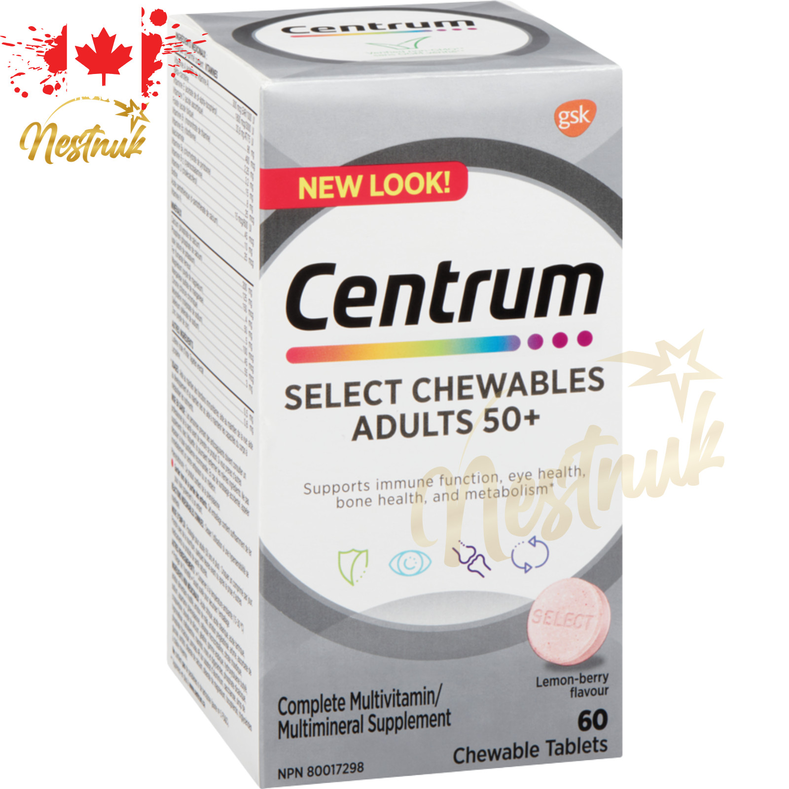 Centrum Select 50+ Chewable Multivitamin | 60 Tablets | 2 Packs | Canada
