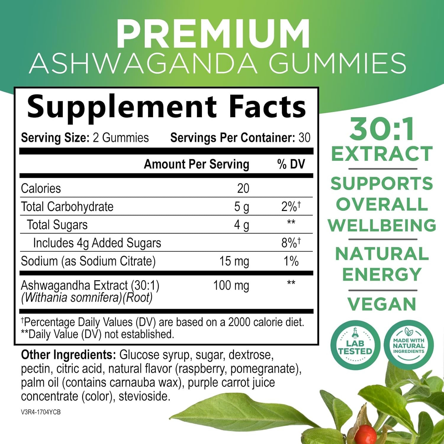 Ashwagandha Gummies for Women & Men, 3000Mg Equivalent, Vegan, Plant Based, Non-