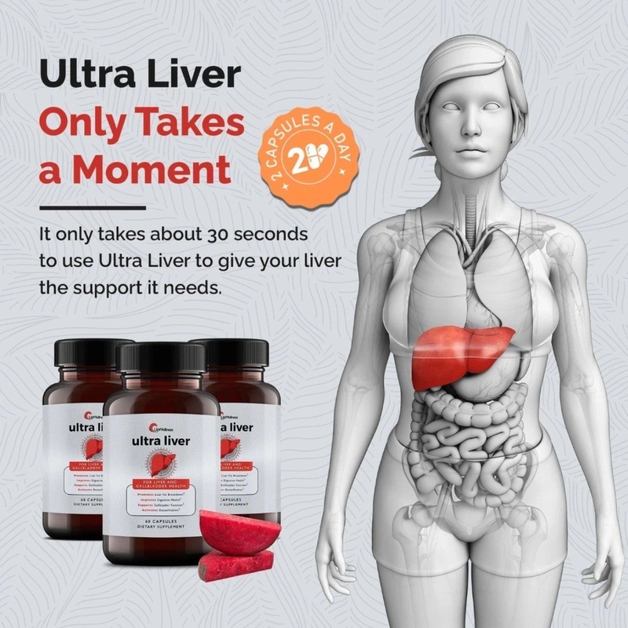UpWellness Gallbladder Support Ultra Liver Supplement for Liver Health Cleanse
