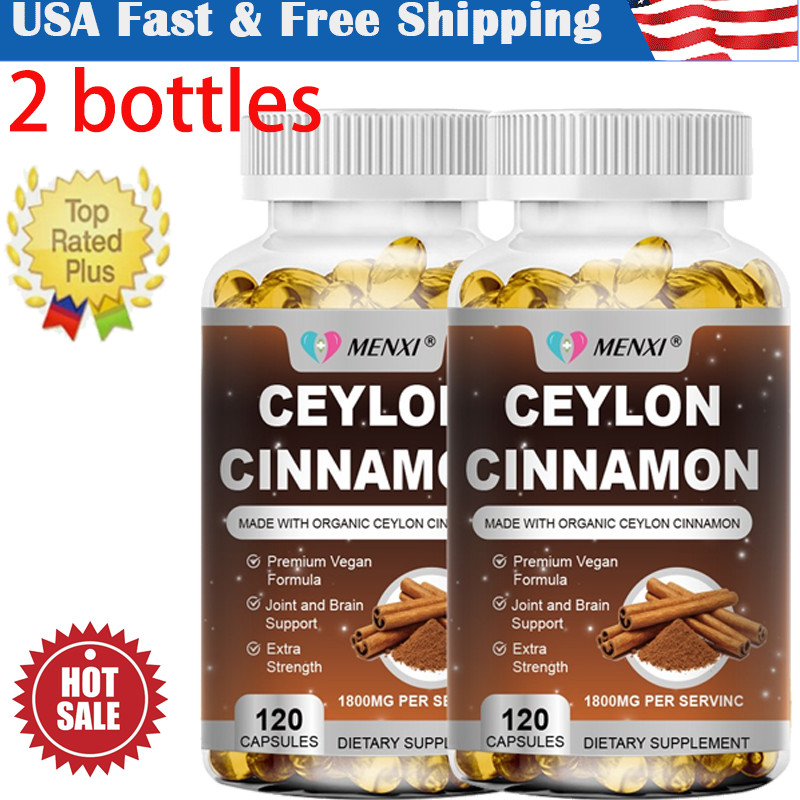 Organic 1800mg Ceylon Cinnamon 240 Capsules Highest Potency Blood Sugar Support