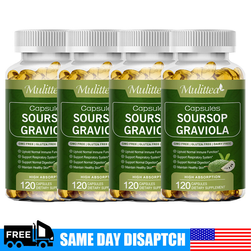 1000mg Soursop Graviola Capsules Leaf & Fruit Extract 120 Capsules High Potency
