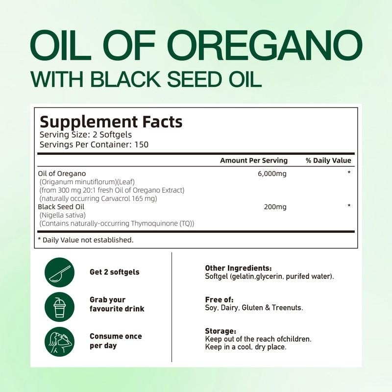 Oil of Oregano Seed Black with Oil 300 Capsules | Natural Antioxidants | Nutriti