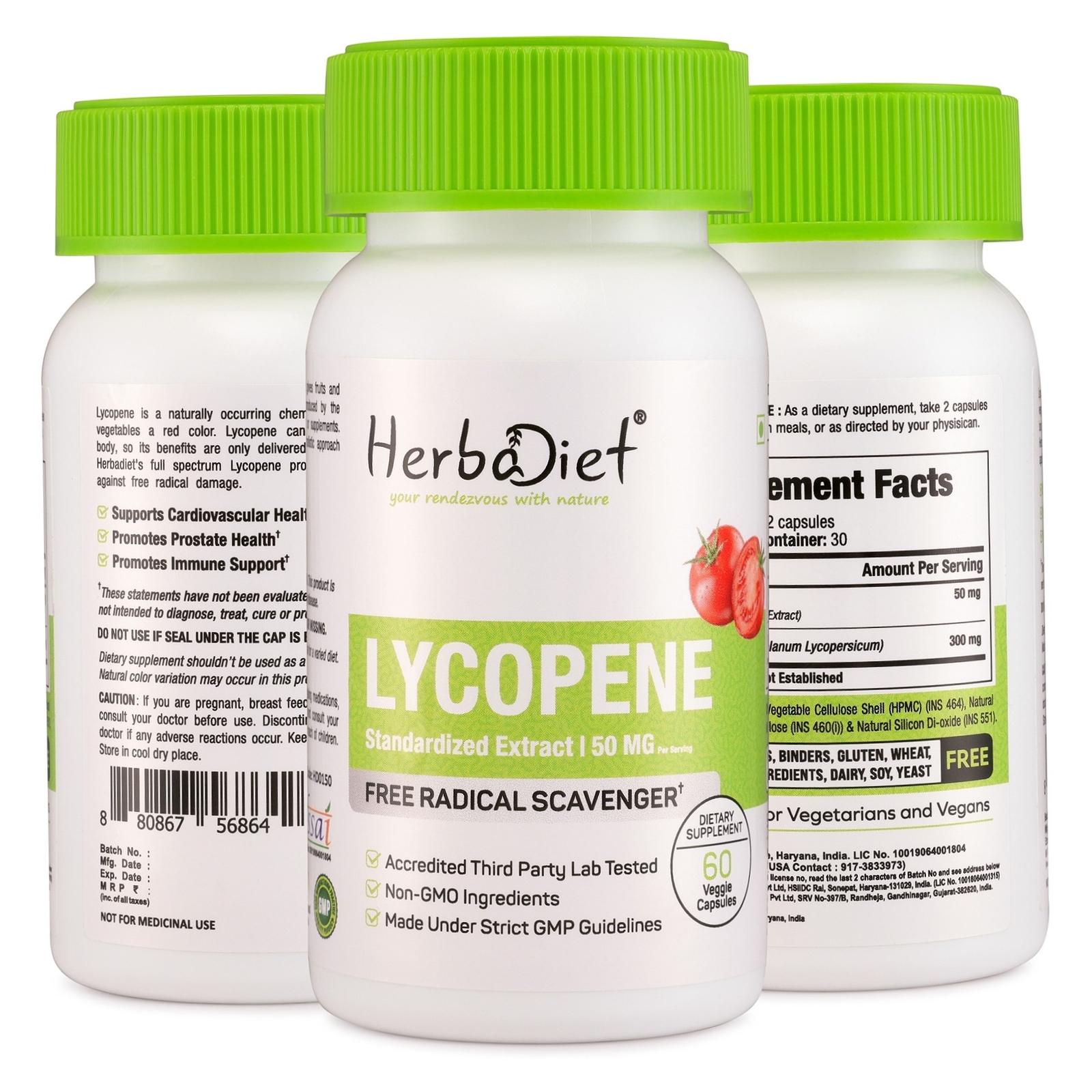 Lycopene 50mg Prostate Support Capsules – Pure Tomato Extract Antioxidant
