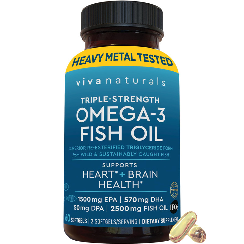 Viva Naturals Omega-3 Fish Oil Triple Strength 2500 Mg 60 Softgels