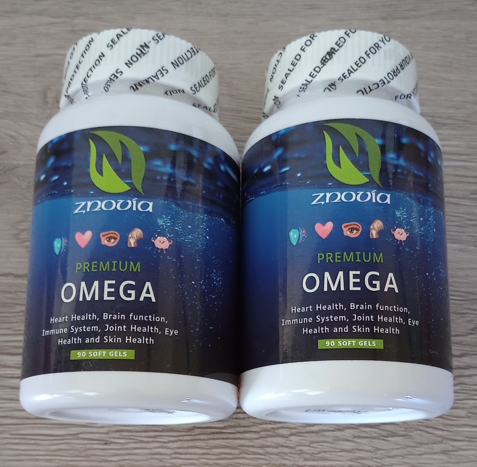 (Lot Of 2) Znovia Premium Omega 90 x 2=180 Lemon Flavor Soft Gels Exp. 09/2026
