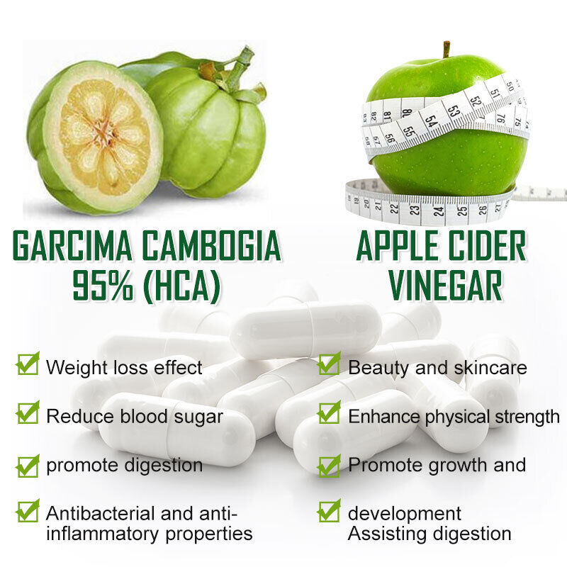 GARCINIA CAMBOGIA Extract – 95% Natural HCA with ACV 3000mg – Fast Weight Loss