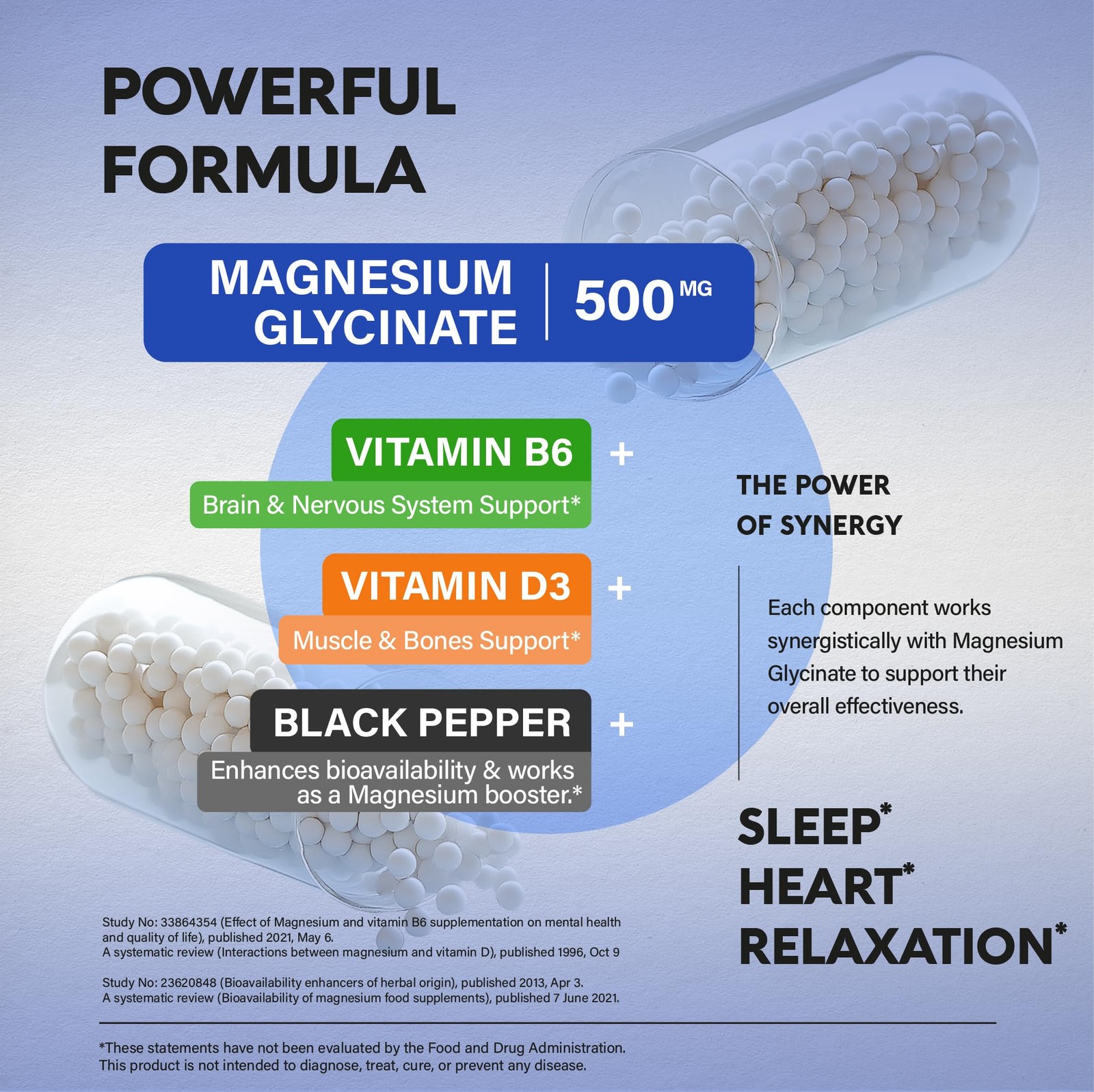 Magnesium Glycinate 500 mg – Chelated Supplement – High 120 Count (Pack of 1)