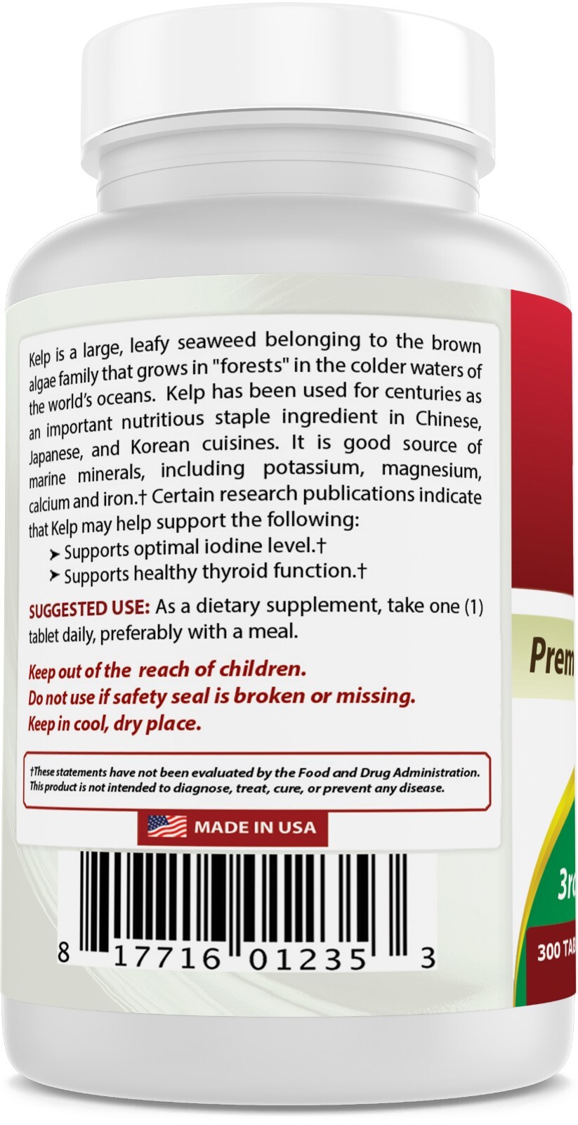 Best Naturals Kelp 150 mcg 300 Tablets *Healthy Thyroid Function*