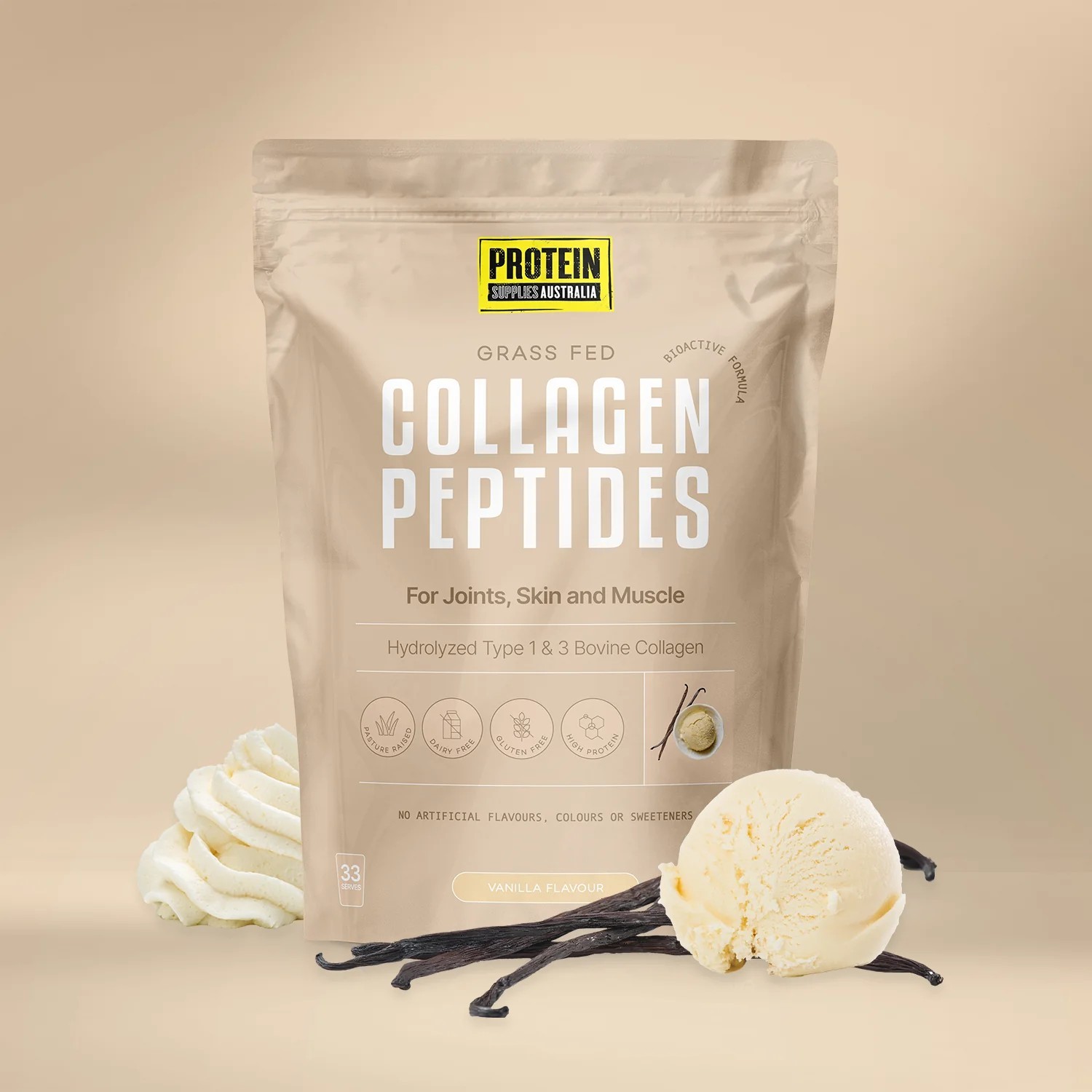New Protein Supplies Australia Collagen Peptides Vanilla 1kg Joint Skin & Muscle