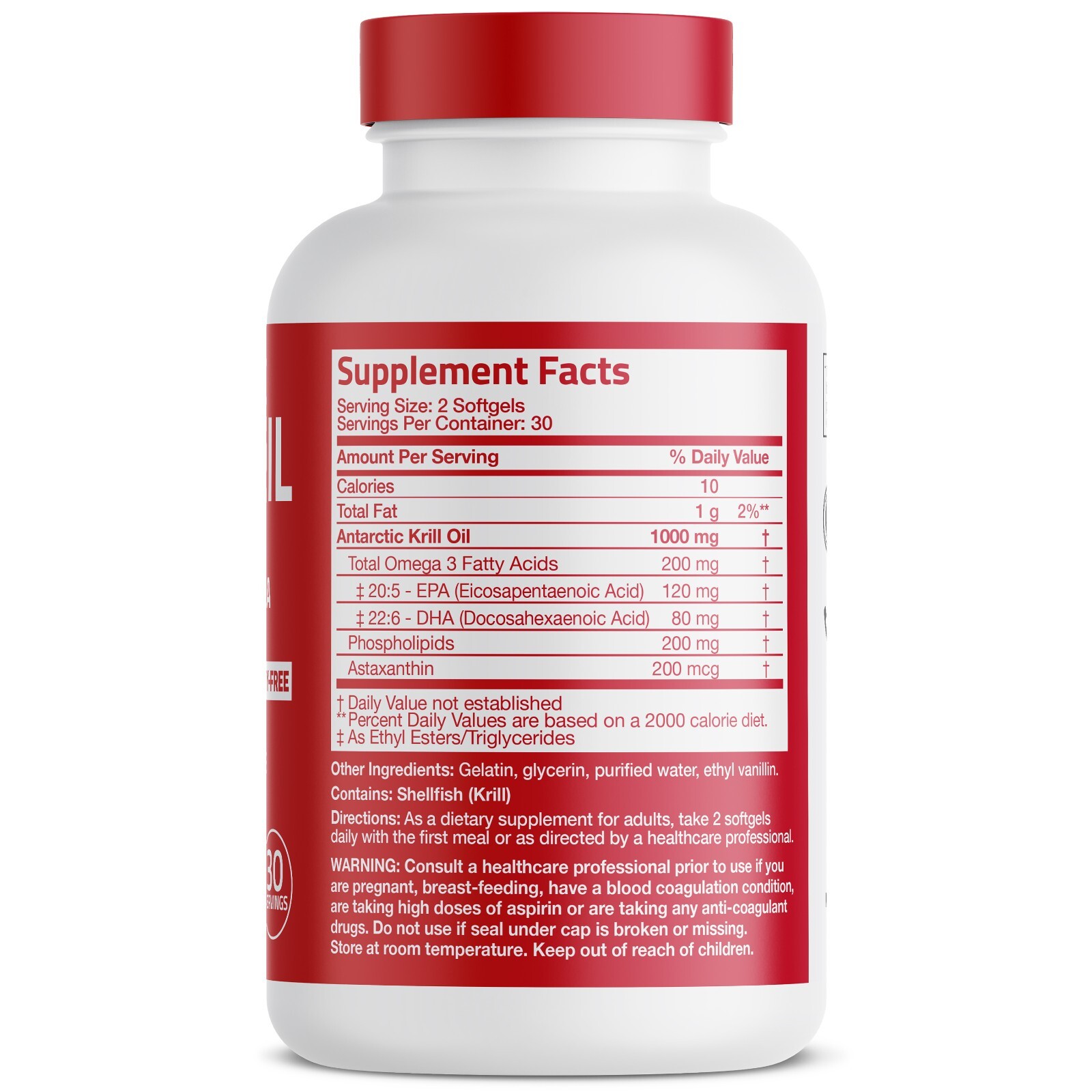 Antarctic Krill Oil Omega-3s 1000mg with EPA, DHA and Astaxanthin