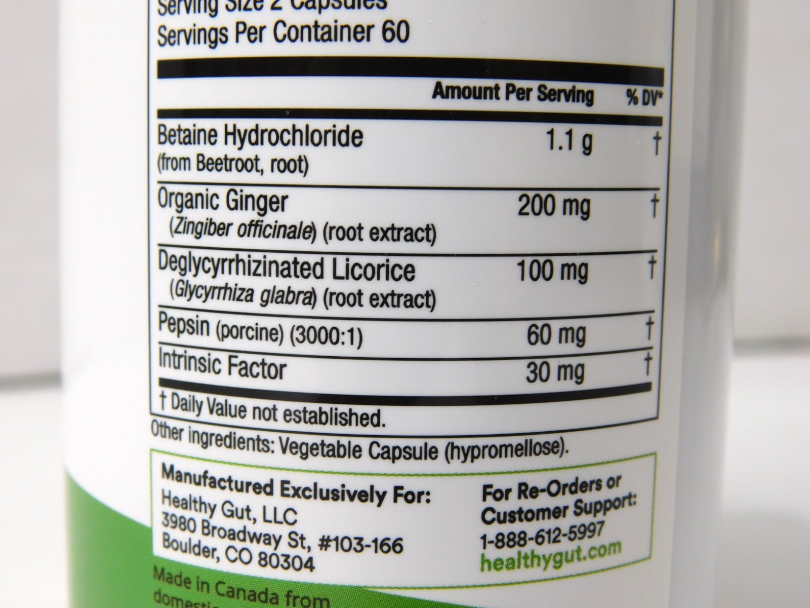 Healthy Gut HCL GUARD Dietary Supplement 120 Capsules New Sealed exp 7/2026