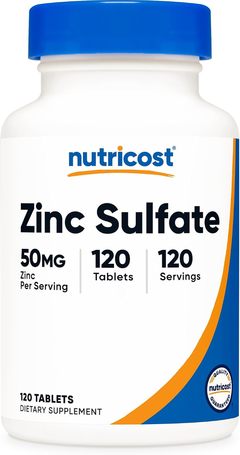 Zinc Sulfate (50mg) 120 Tablets – Vegan, GMO-Free, Gluten-Free