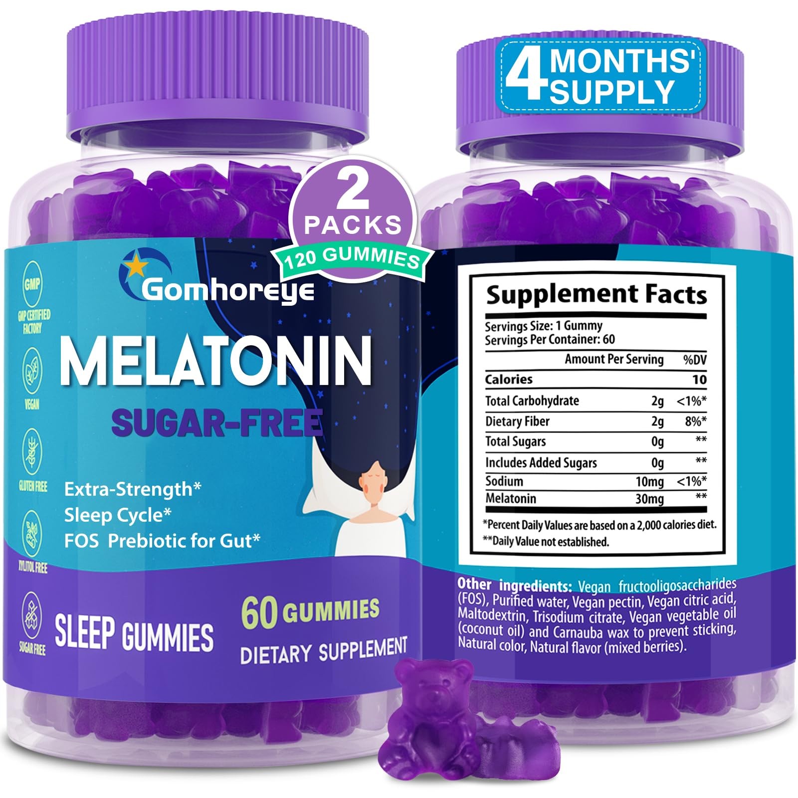 Melatonin Gummies 30mg for Adults – Maximum Strength 60 Count (Pack of 2)