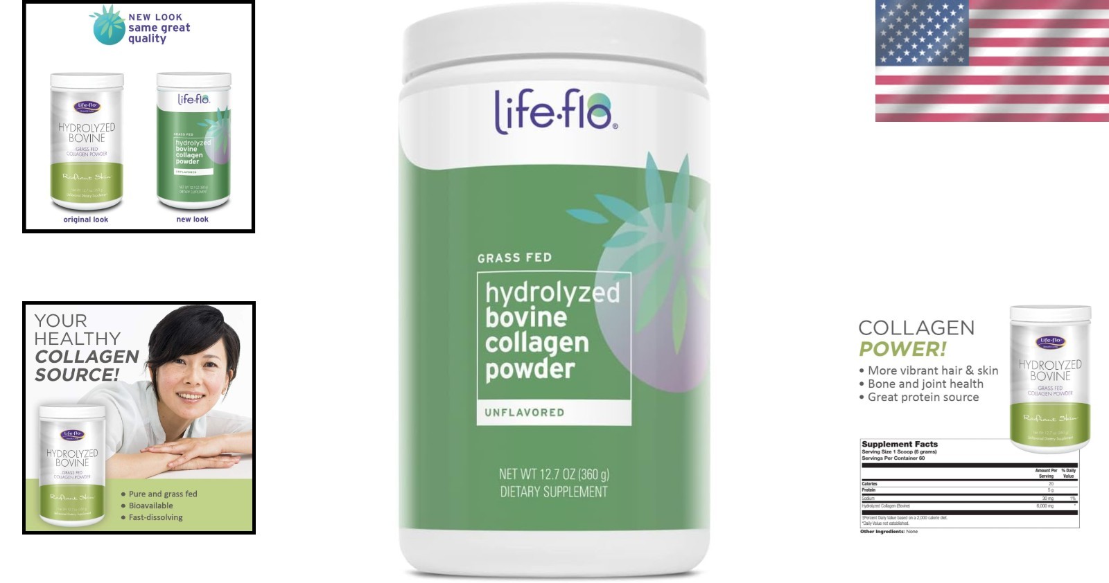 LifeFlo Hydrolyzed Bovine Collagen, Grass Fed | 12.7oz for Vibrant Skin & Joints