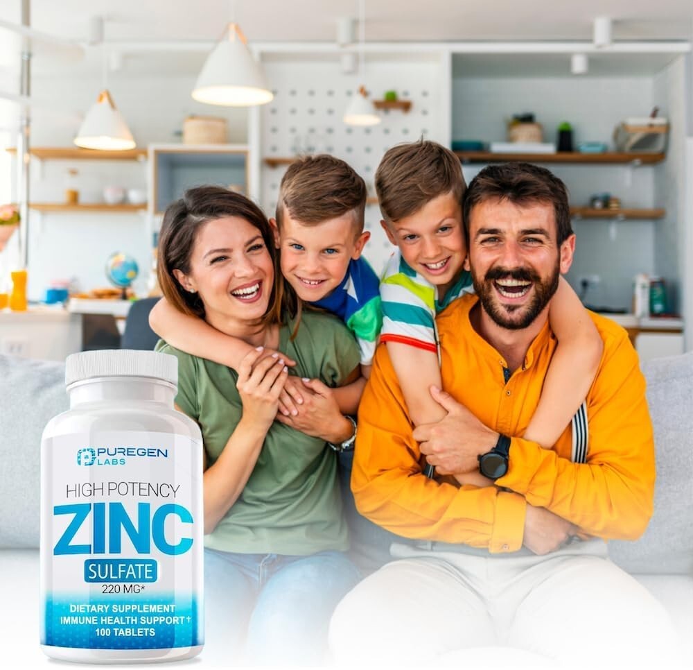 Puregen Labs Zinc Sulfate 220 mg Dietary Supplement 100 Tablets