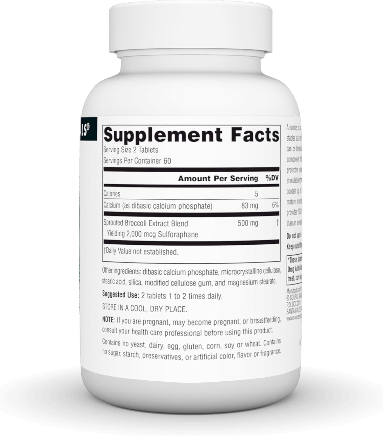 Source Naturals, Inc. Broccoli Sprouts Extract 250 mg 120 Tablet, Exp Dec 2027