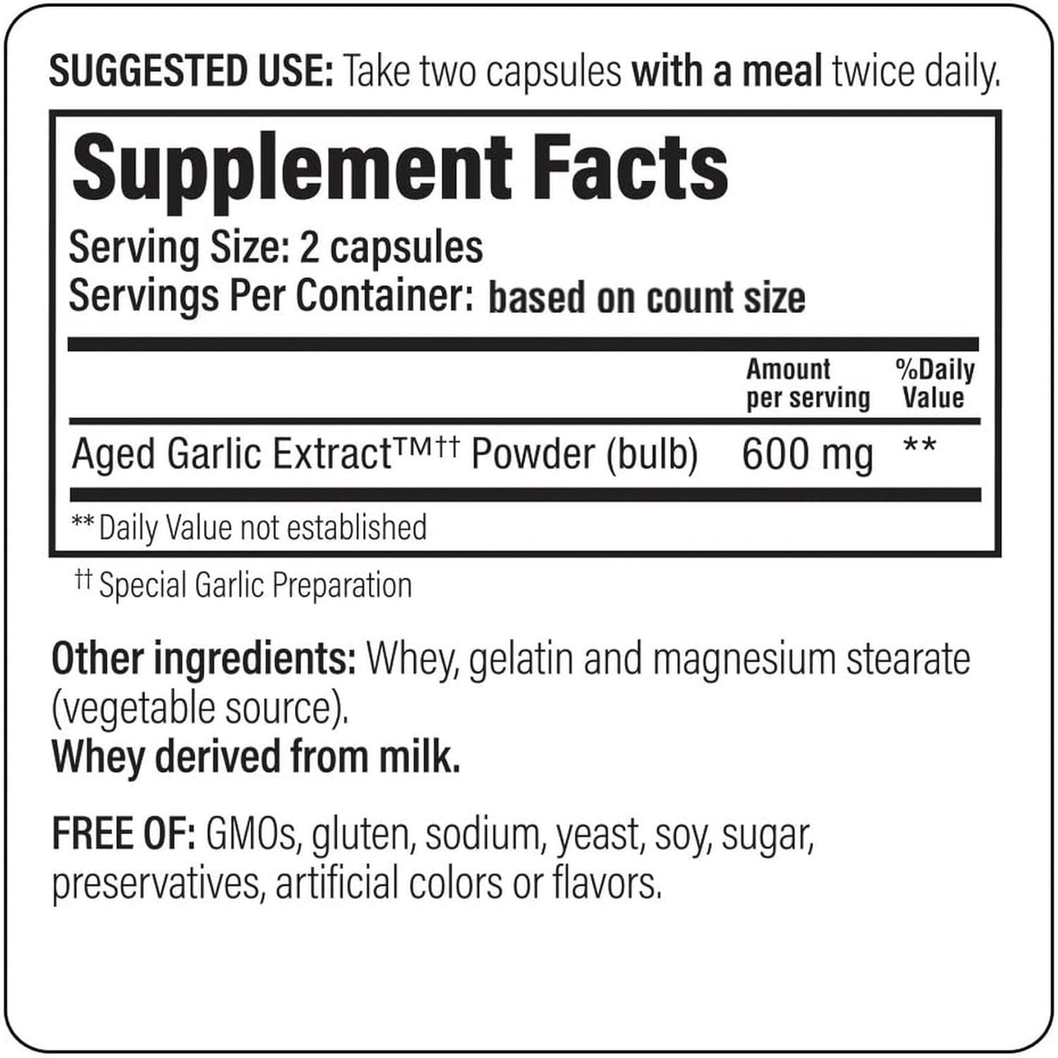 Aged Garlic Extract Formula 100, Cardiovascular Health*, 300 Capsules.