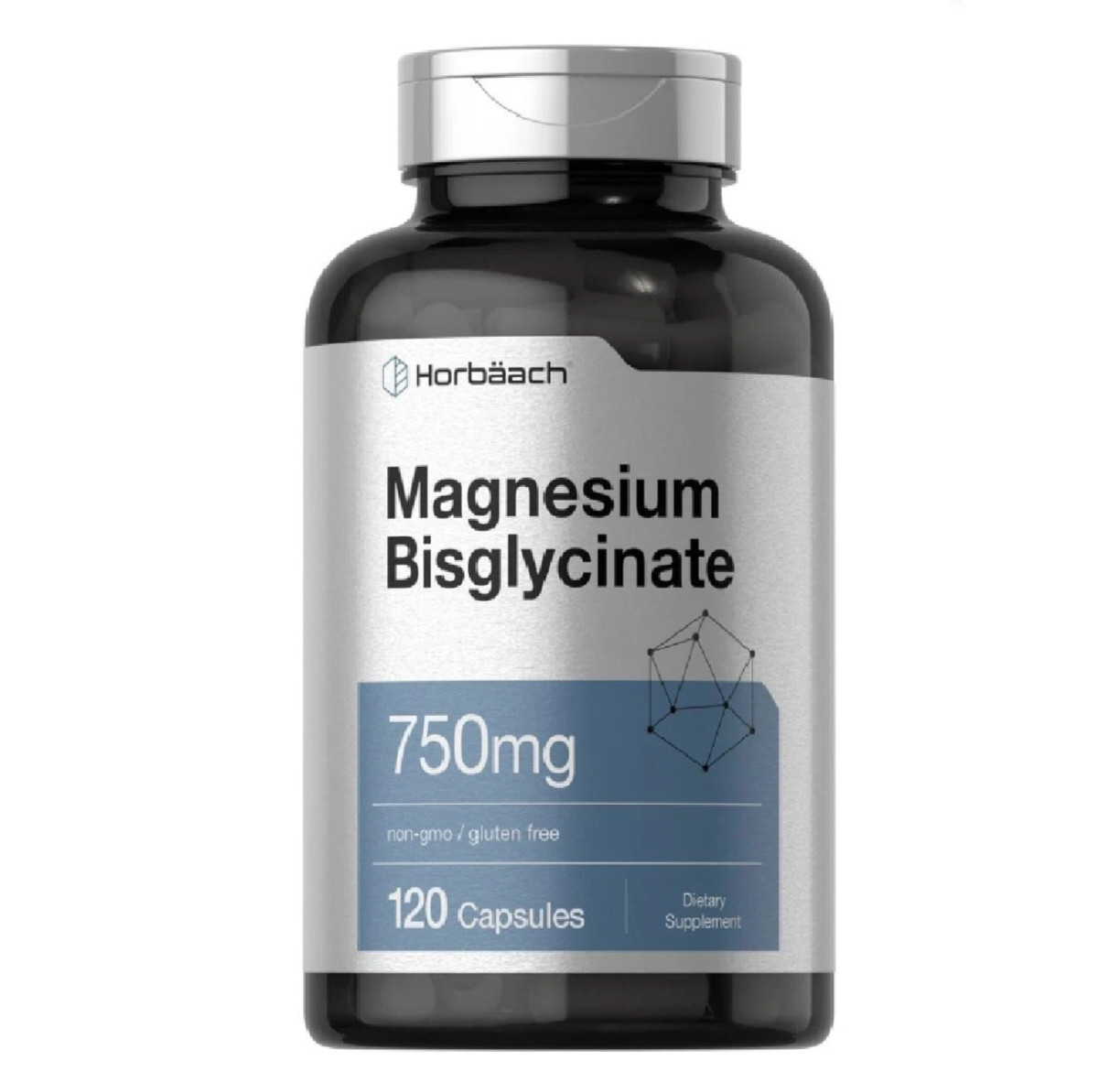 Horbaach Magnesium Bisglycinate, 120 Capsules, 750Mg, Non-Gmo Supplement