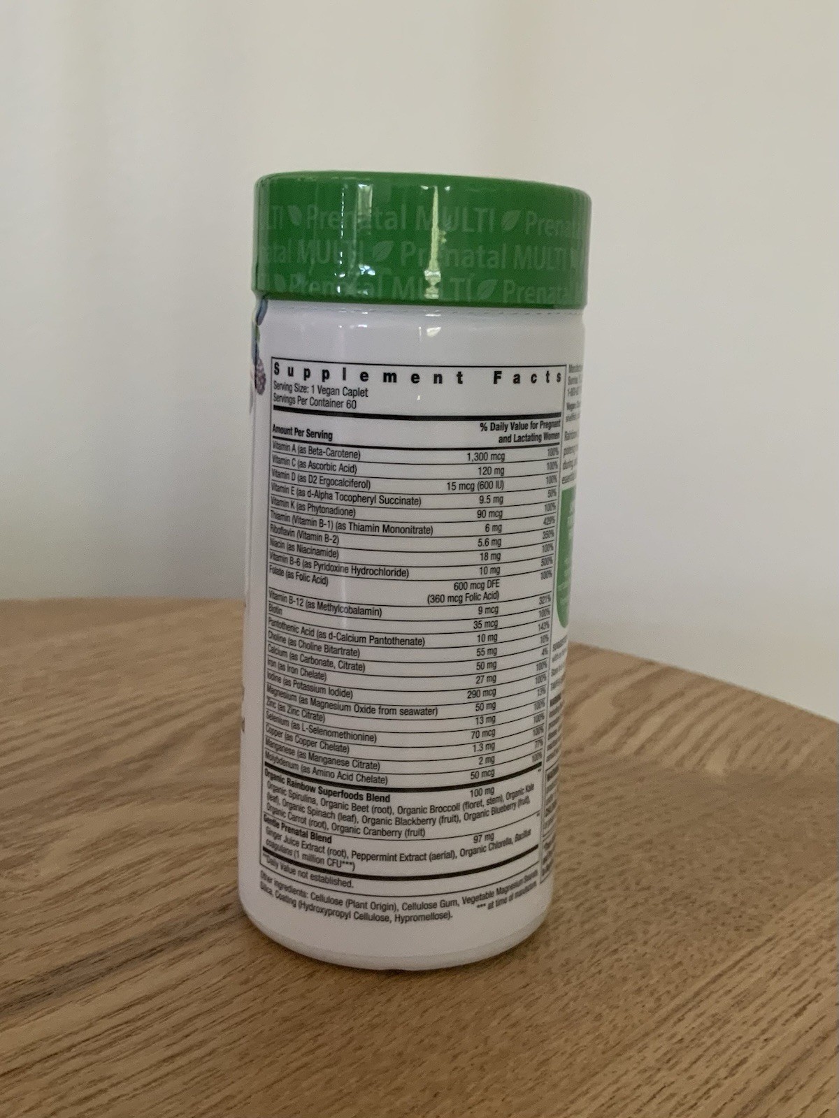 Rainbow Light Prenatal One+ Real Food Nutrients, Multivitamin 60 Vegan Caplets