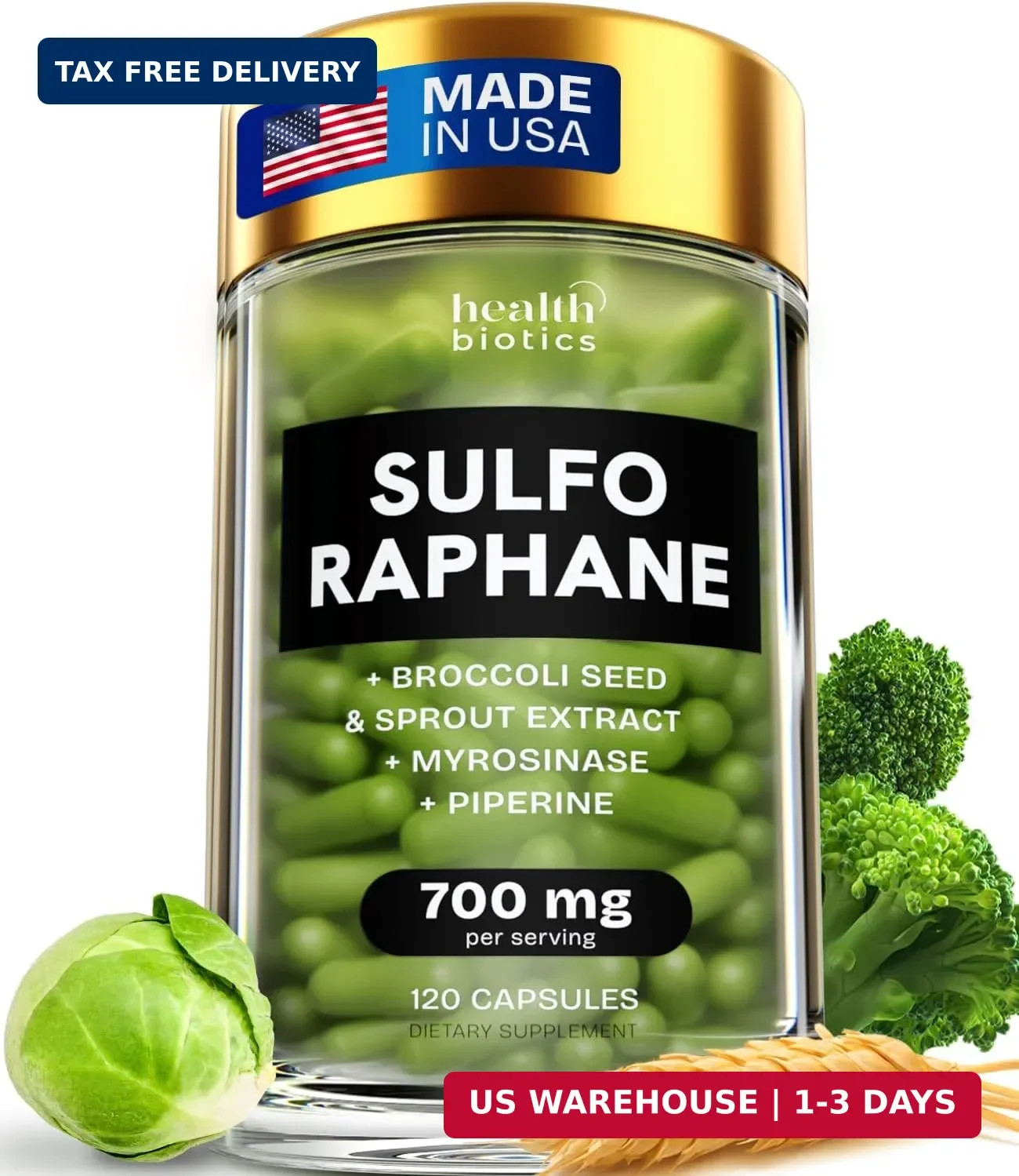 Sulforaphane Supplement Organic Broccoli Sprouts | Stabilized Sulforaphane from