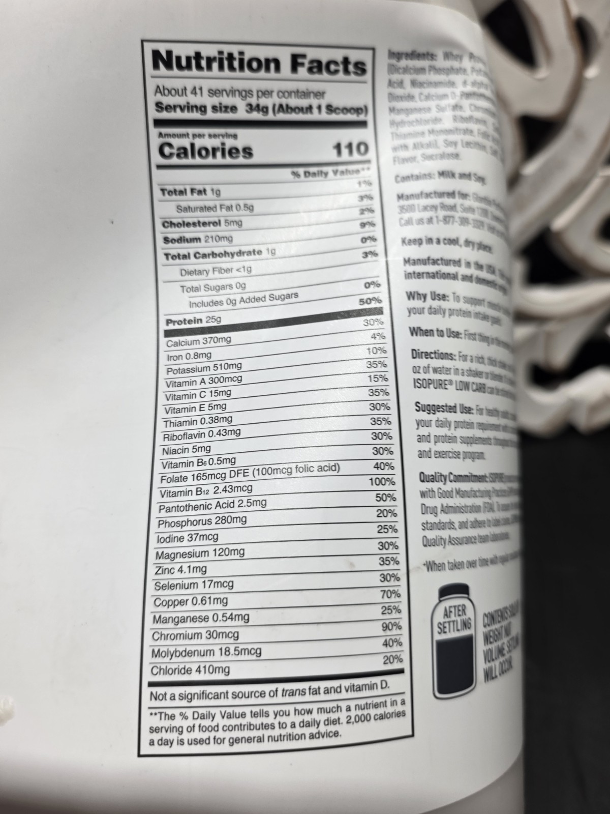 ISOPURE® LOW CARB 25g 100% Whey Protein Isolate Vitamins Minerals 3lb