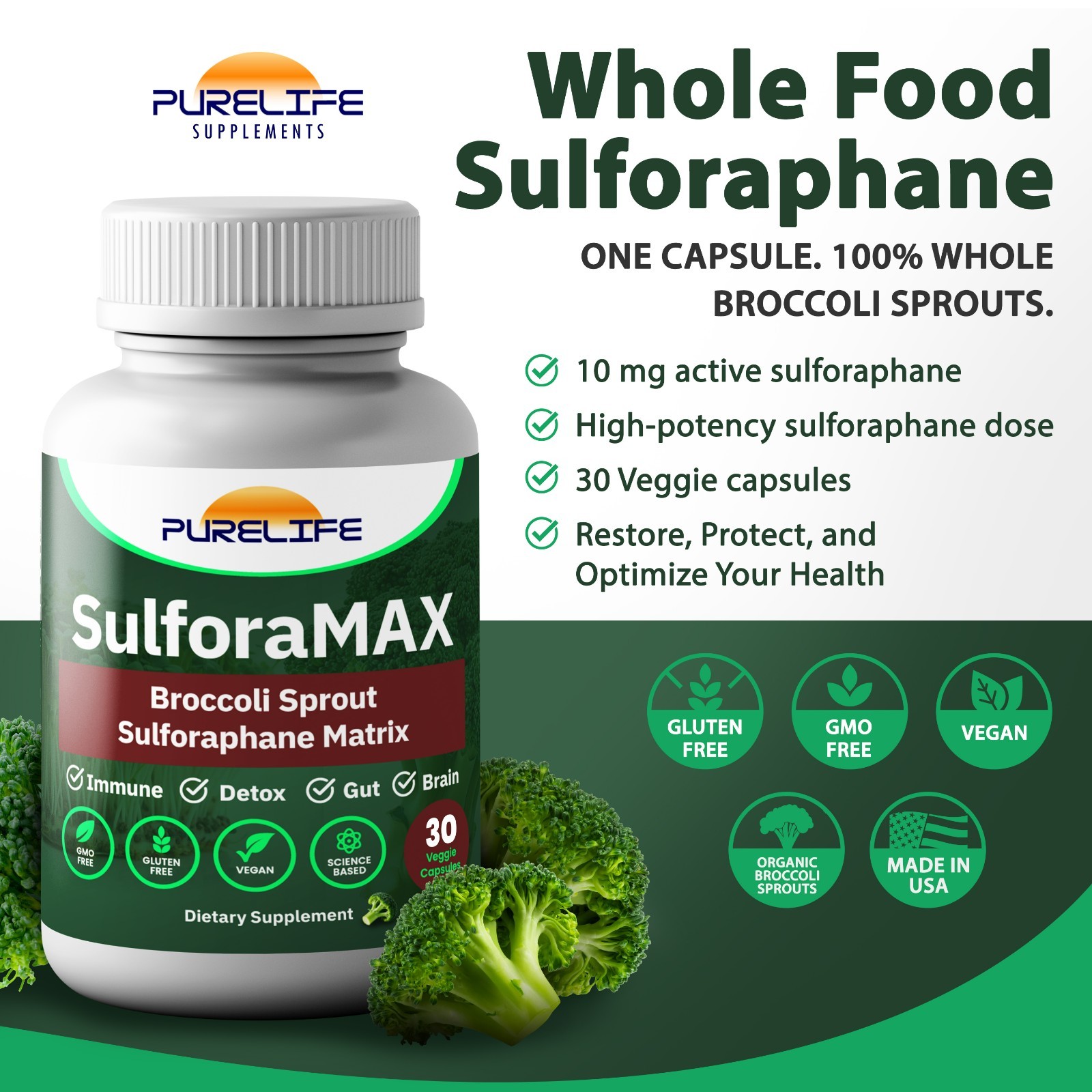 PureLife Supplements – Regen-X. Sulforaphane Supplement to Regenerate (30 Caps)