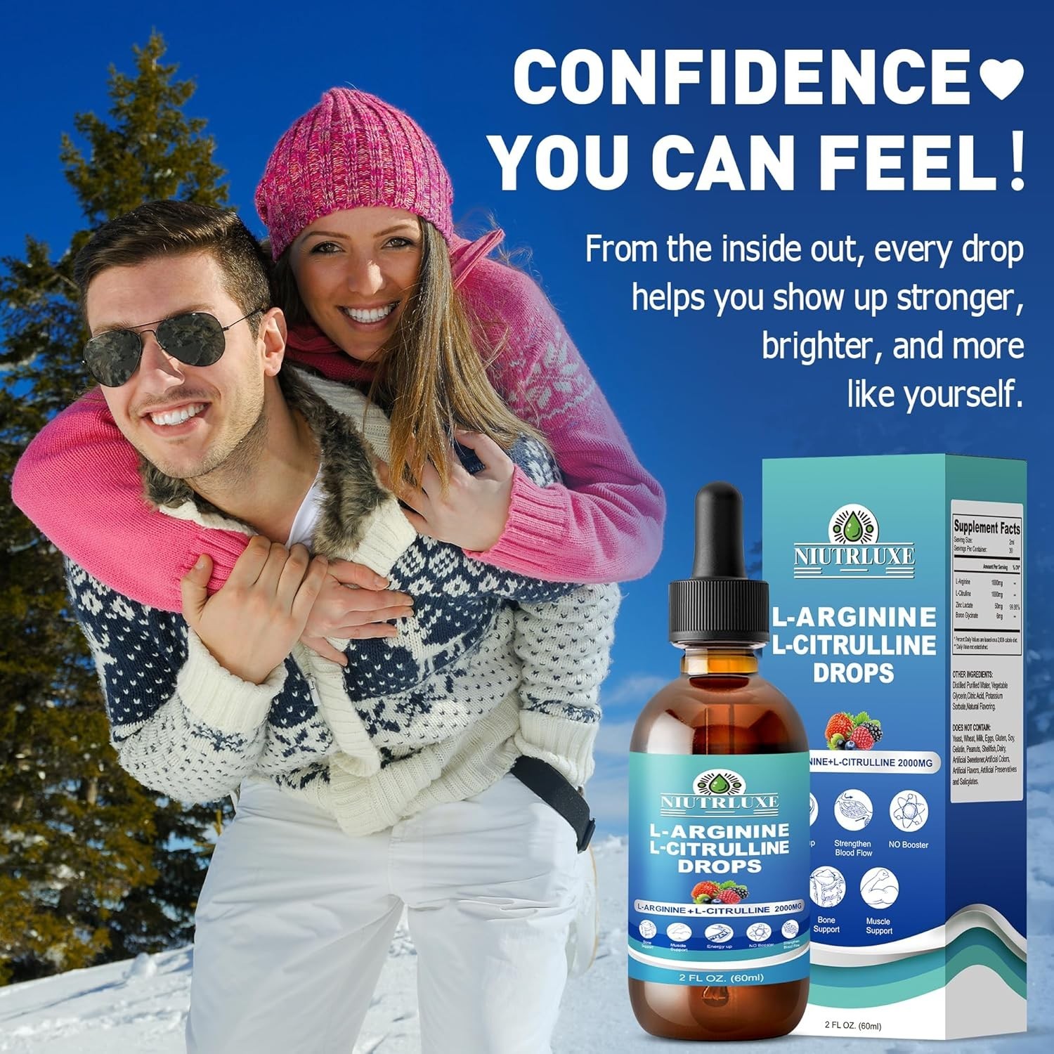 L-Citrulline L-Arginine Drops Liquid for Men with Boron and Zinc, Sublingual …