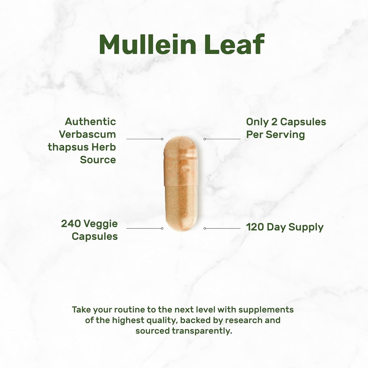 Mullein Leaf 20,000Mg, 240 Veggie Capsules – 20:1 Max Strength Leaf Extract NEW