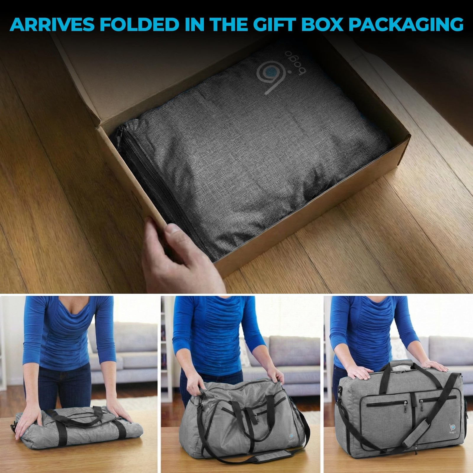 Bago Large Duffle Bag for Travel Women & Men. Durable Lightweight Foldable Tr…