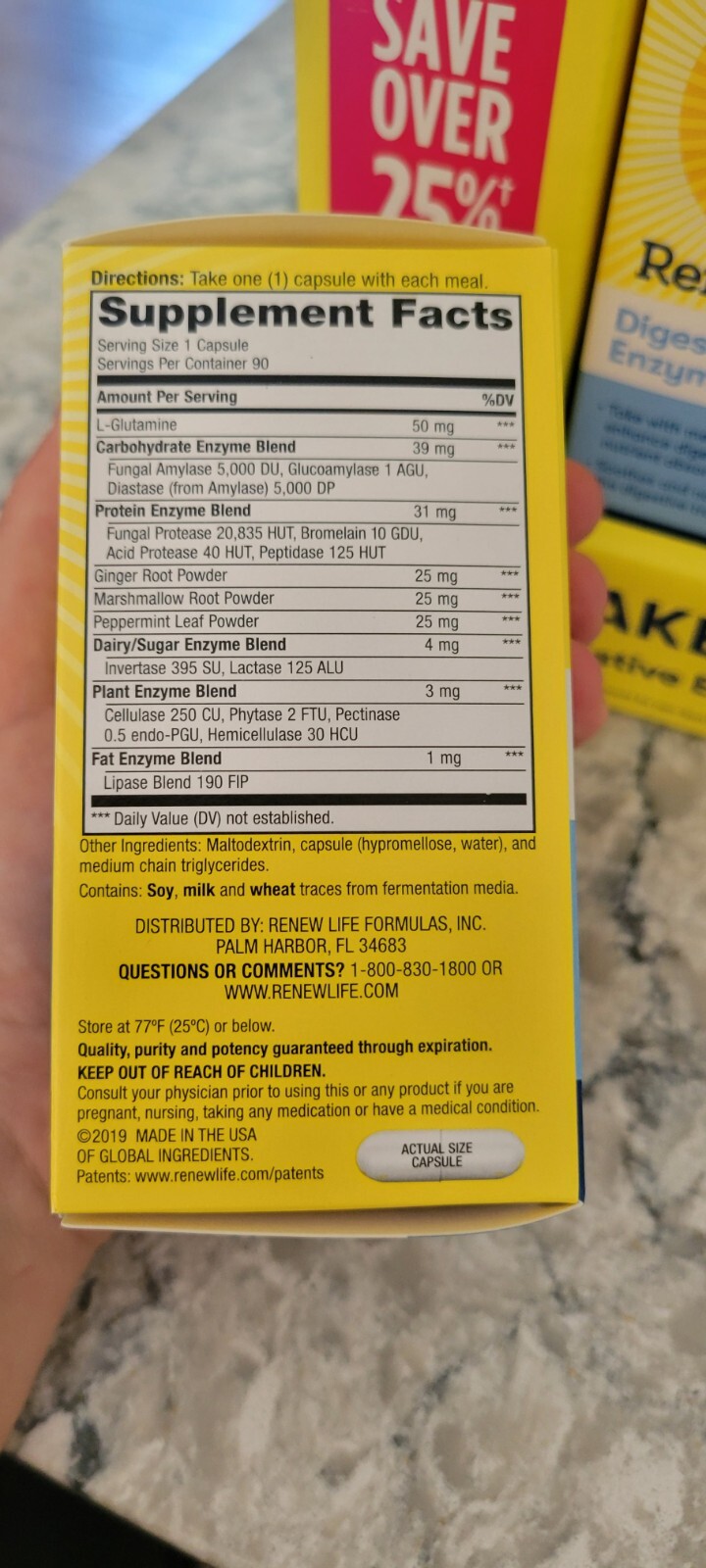 2 Pack RenewLife DigestMore Enzymes 180 Total Vegetarian Capsules (2 Bottles)