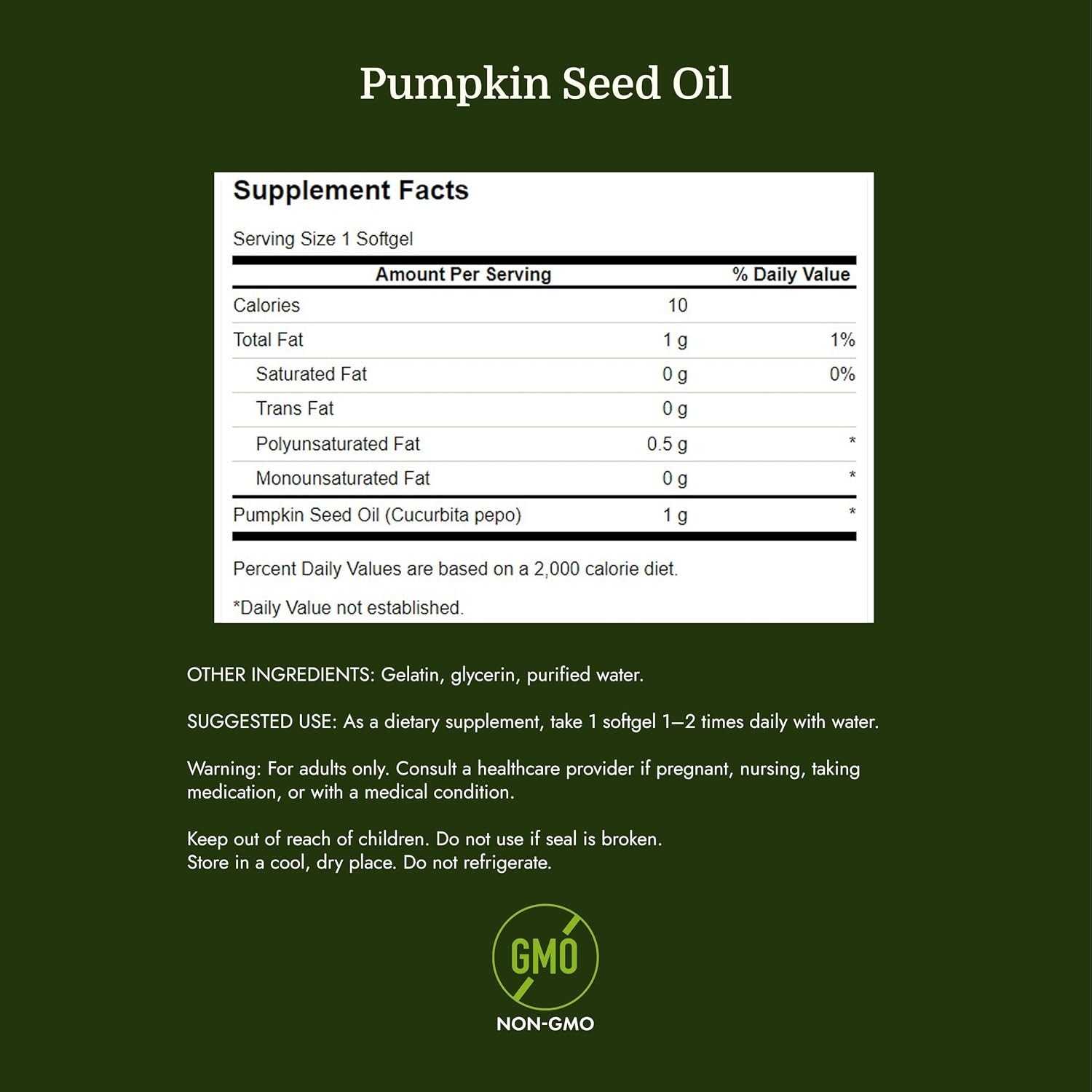 Swanson Pumpkin Seed Oil Softgels, 1,000 mg, 100 Count