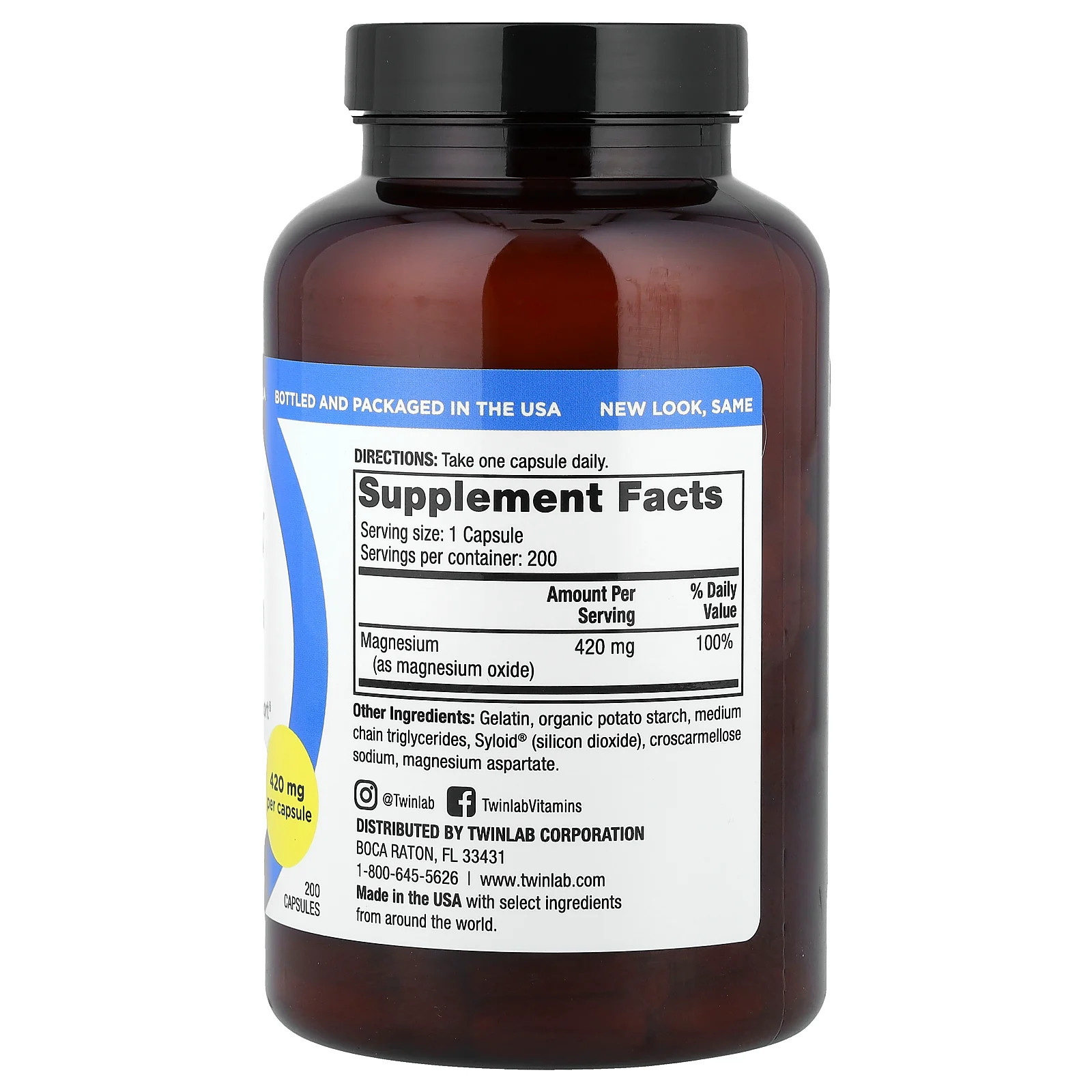 Magnesium Caps, 420 mg, 200 Capsules
