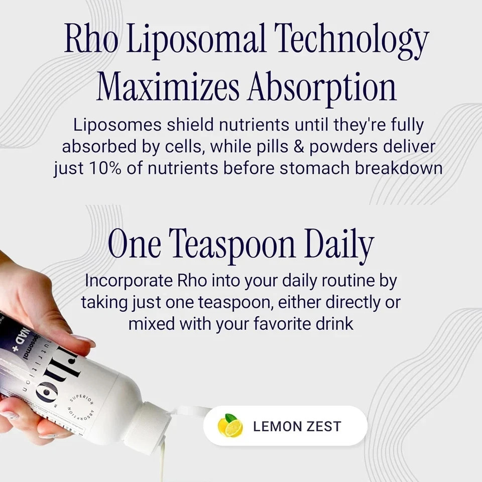 Rho Nutrition Liposomal NAD+ – 4 fl oz | Ultra-High Absorption Liquid Supplement