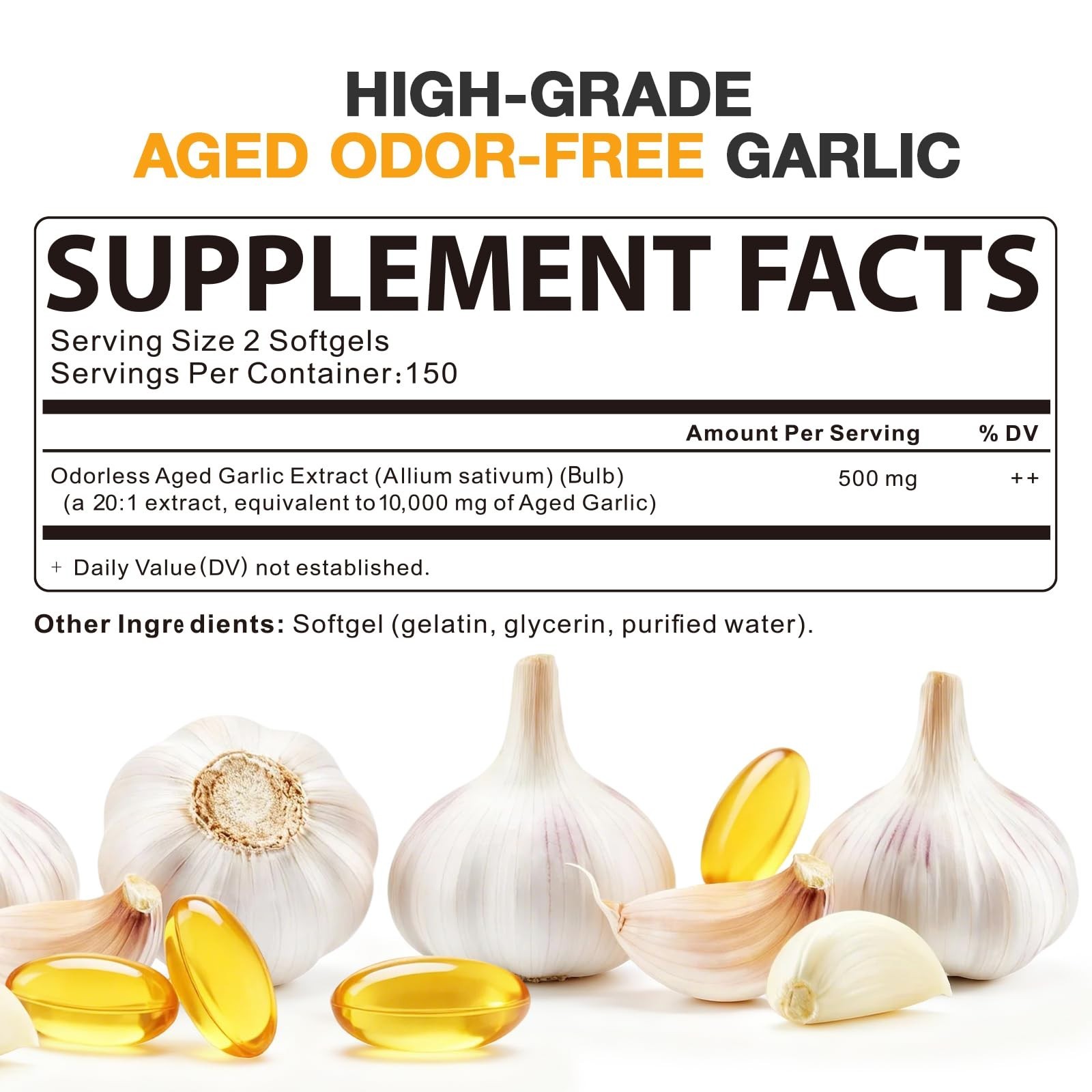 Aged Garlic Extract 300 Softgels – Non-GMO Daily Wellness & Heart Health Supplem