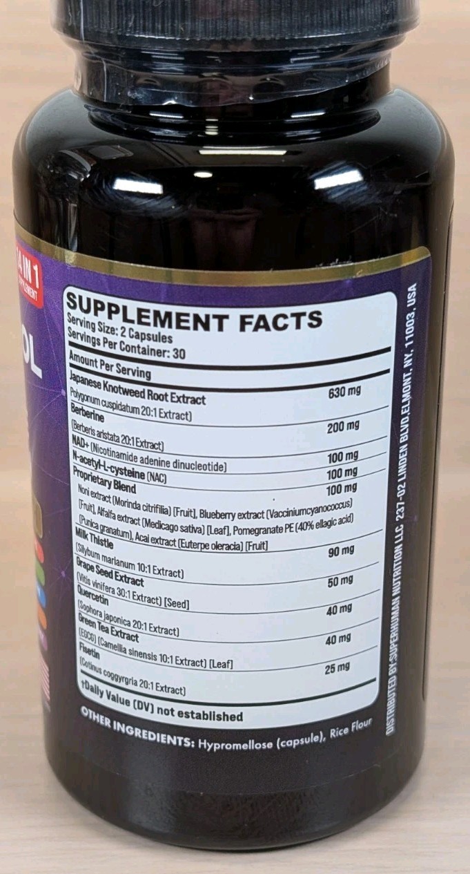 Parrox Resveratrol Supplement with milk thistle. extra strength 60 capsules