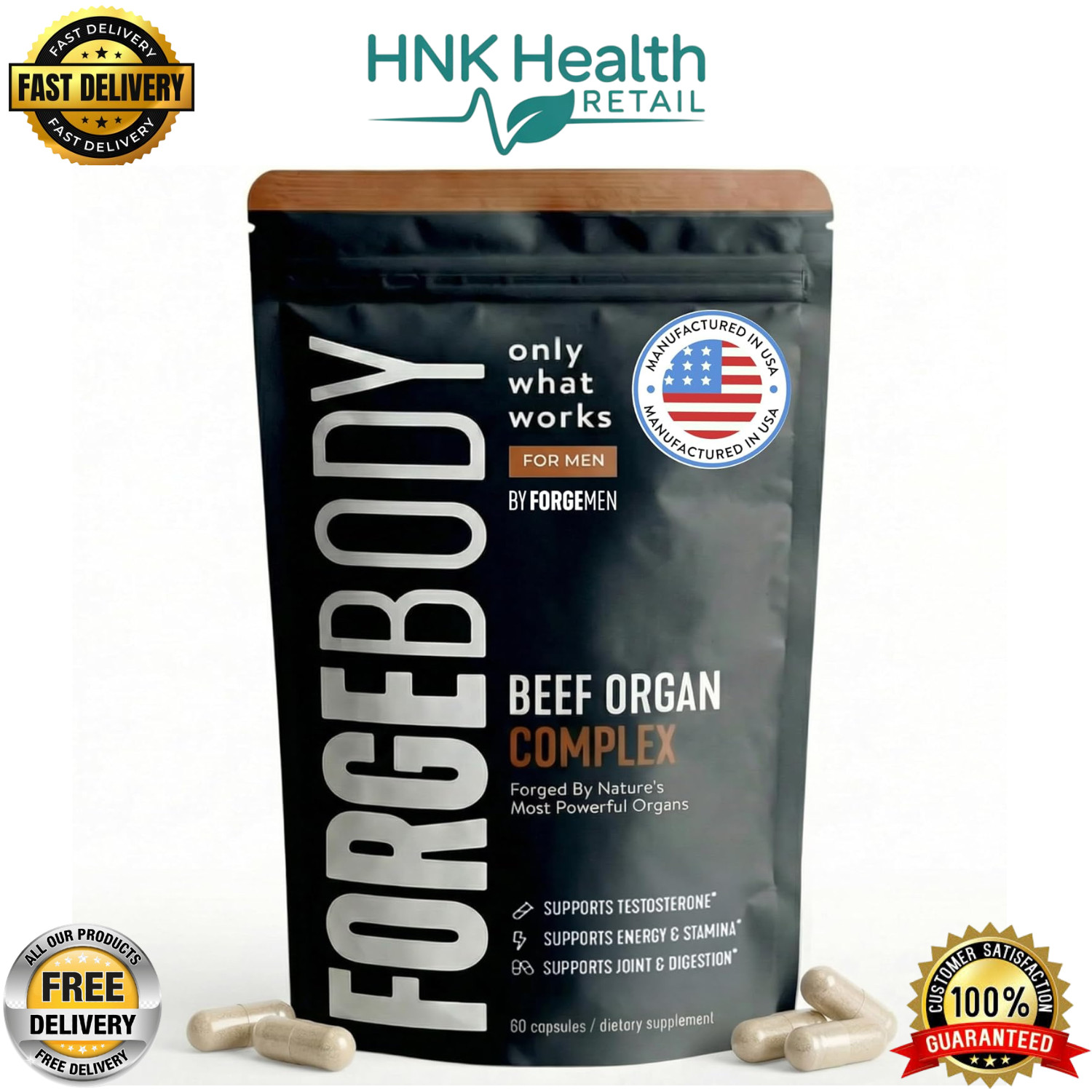 FORGEBODY® Beef Organ Complex 60 Capsules – 100% Grass Fed Beef Organ Supplement