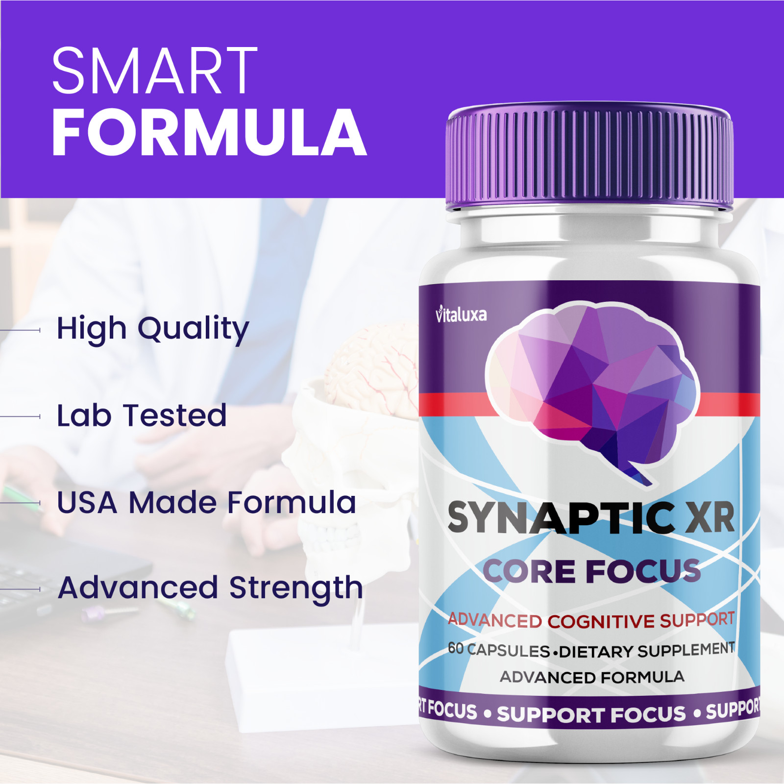 (5 Pack) Synaptic XR Core Focus Pill Cognitive Performance Focus (300 Capsules)