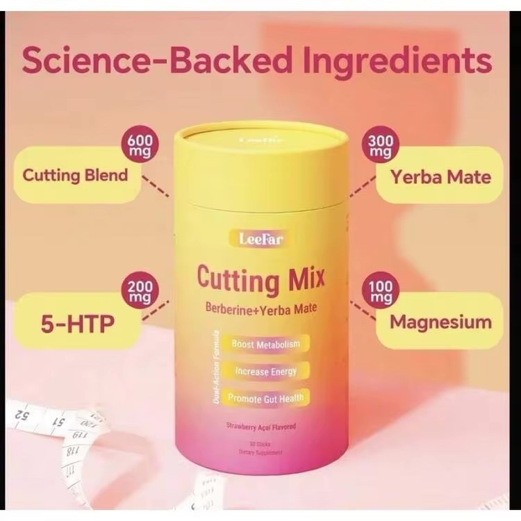 LeeFar Cutting Drink Mix Berberine Yerba Mate 30 Sticks Strawberry Acai