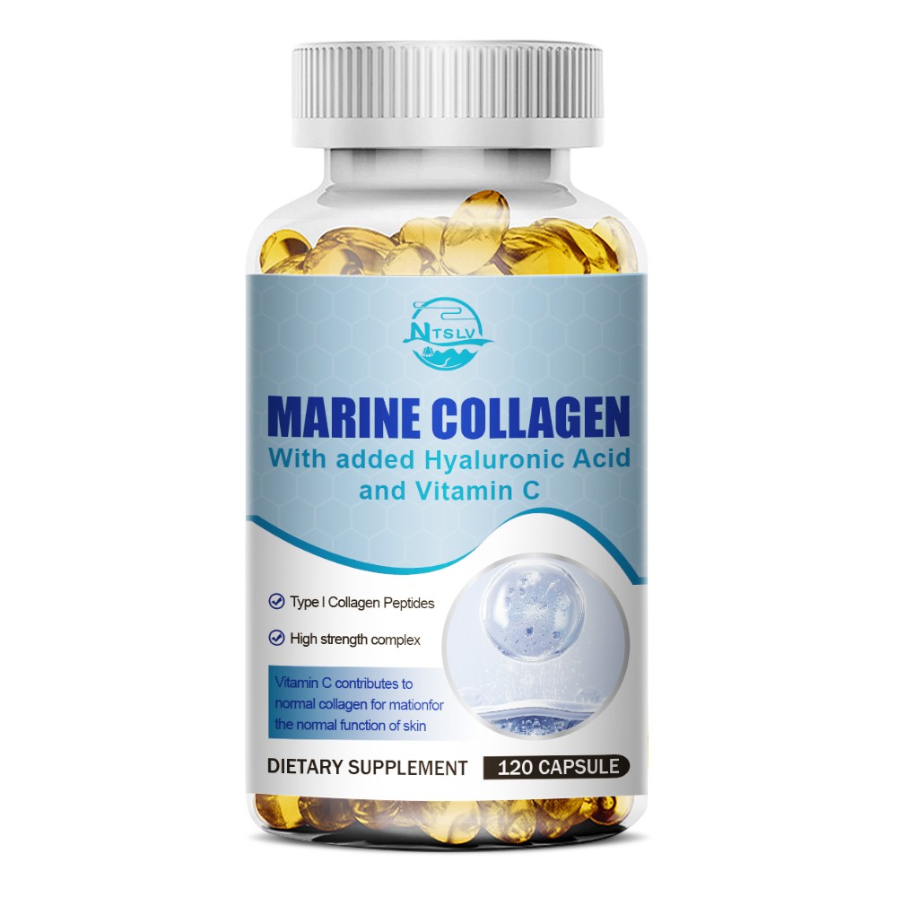 Marine Collagen Peptides 120 Capsules Hyaluronic Acid Vitamin C