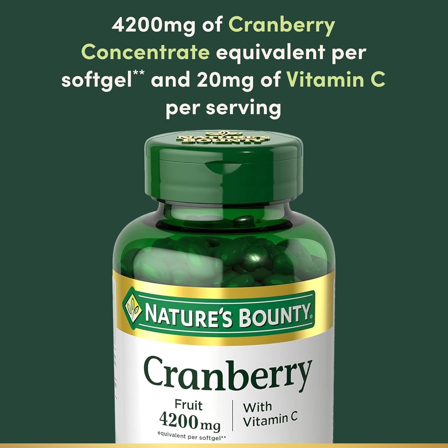 Nature’s Bounty Cranberry Pills with Vitamin C for Urinary Tract Health 250 Ct
