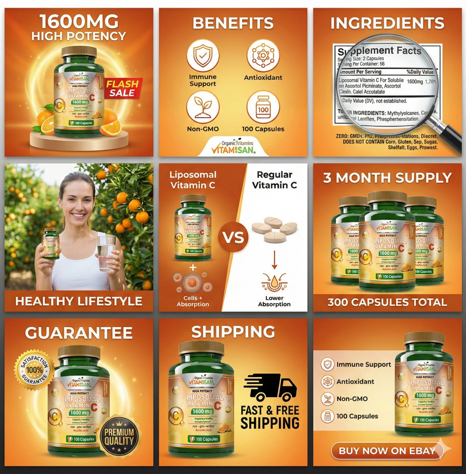 Liposomal Vitamin C Immune & Anti-Aging Support Supplement organic vitamisan cap