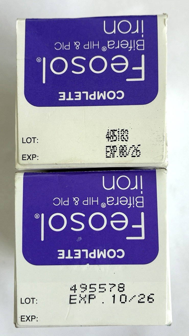2 Feosol Complete Bifera Hip & Pic Iron Supplement 30 Caplets Each 08/26+ nib