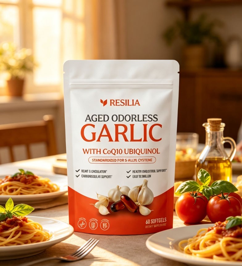 1-5x Resilia Garlic Extract 600mg Softgels 60 Count Odorless Aged Garlic Extra